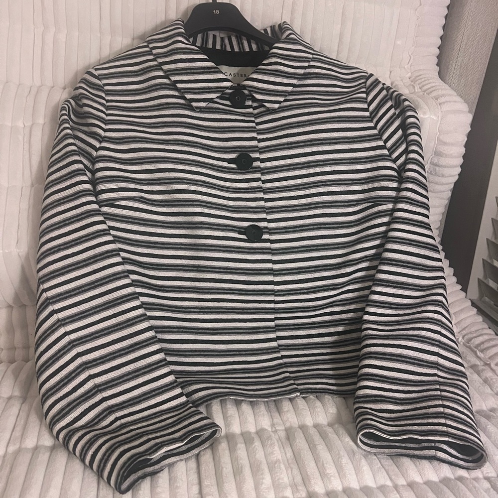Doncaster Black and White Striped Blazer